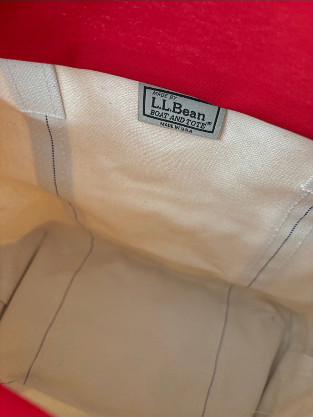 L.L.Bean- Canvas Tote Bag with Red Trim - Women Bags- medium tote - Picture 5 of 6